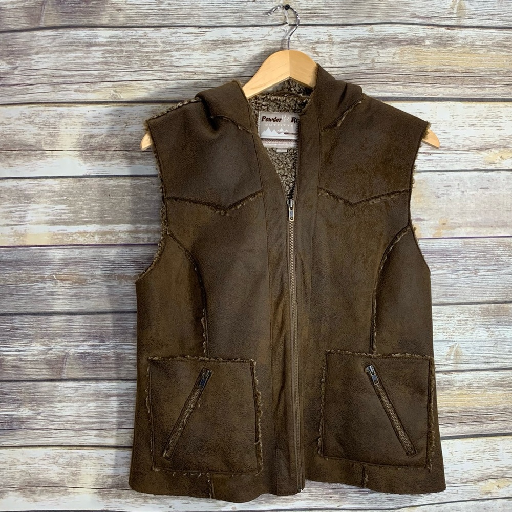 Powder River Outfitters By Panhandle Slim Hooded Brown Vest‎ Size Large